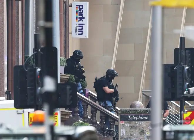 Armed police responded to the attack in Glasgow city centre