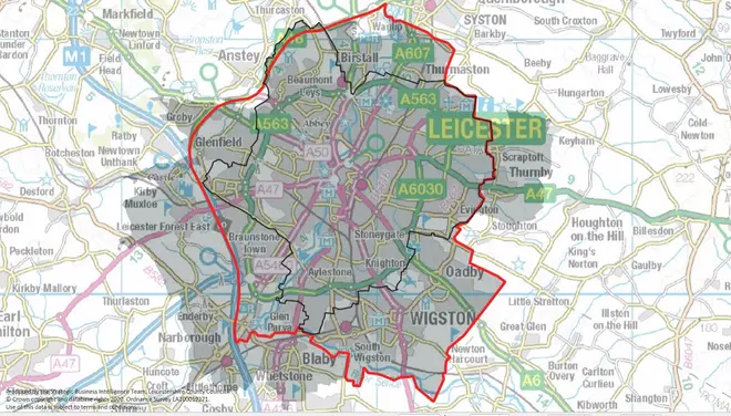 The Leicester local lockdown map has been revealed