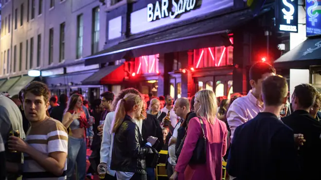 People gathered in Soho until the small hours of Sunday