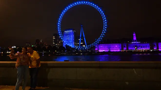 The London Eye illuminated blue for the 72nd anniversary of the NHS