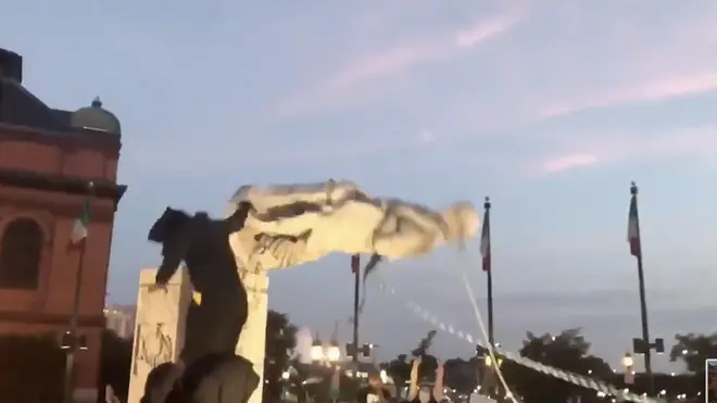 The statue of Christopher Columbus was torn down by protesters