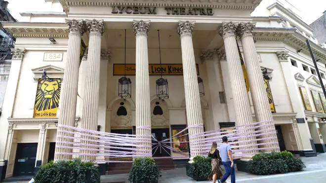 The Lyceum Theatre in London is closed and wrapped in tape