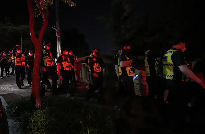 Around 600 police and fire service workers were searching for Park Won-soon