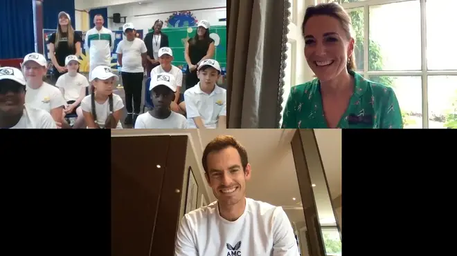 The duchess and the player joined the children at the end of their lesson with AELTC head coach Dan Bloxham