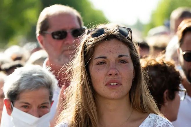 Philippe Monguillot's wife and daughters attended the march
