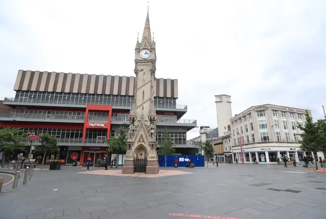 A deserted Leicester city centre, as the city remains in local lockdown