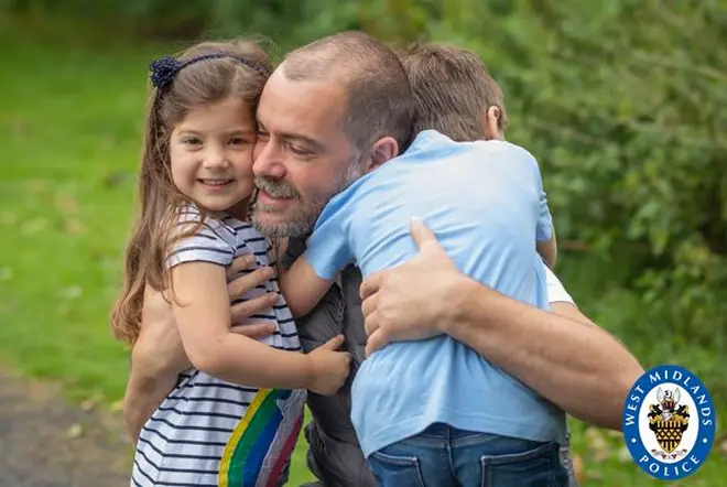 William Till, a police community support officer, reunited with his children after he left home for three months during lockdown