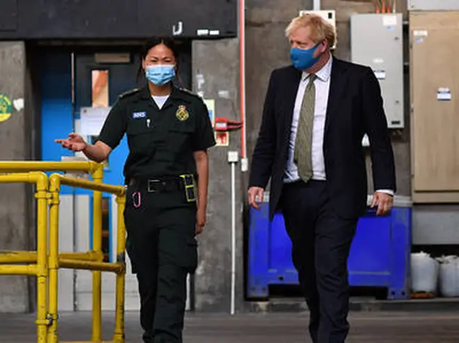 Mr Johnson was meeting with London Ambulance Service workers today