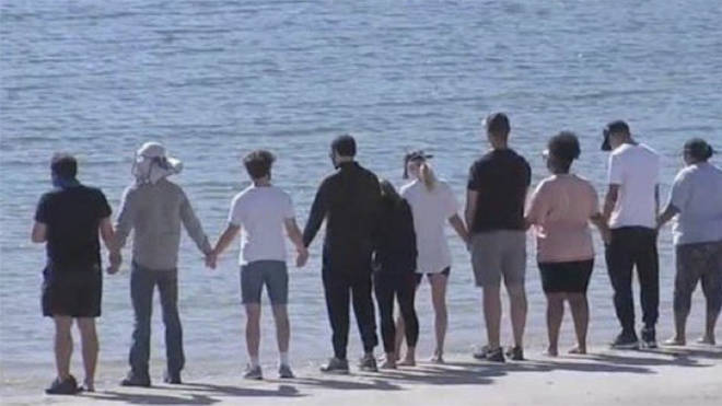 The cast of Glee at the lake where Naya Rivera's body was found