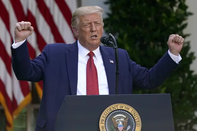 President Trump spoke to reporters in the Rose Garden