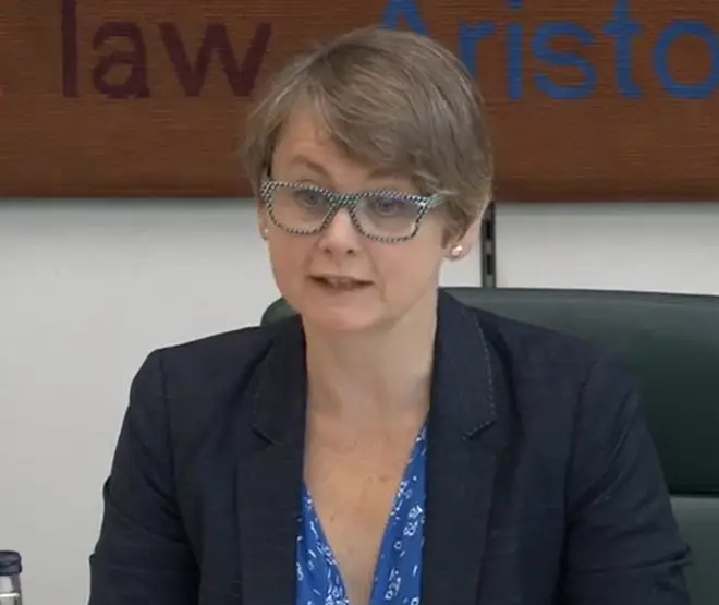 Labour MP Yvette Cooper, chairwoman of the Commons Home Affairs Committee, during today's Home Affairs Committee meeting about efforts to curb the spread of Covid-19