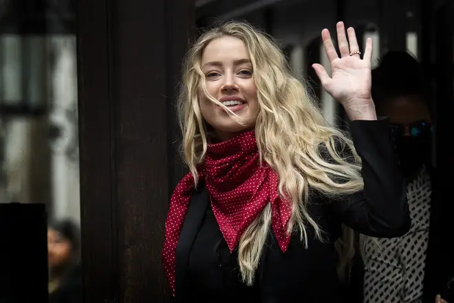 Actress Amber Heard arrives at the High Court in London for a hearing in Johnny Depp's libel case