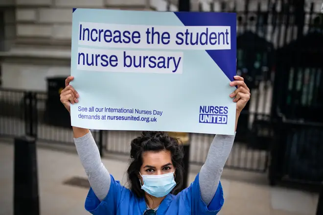 Nurses from central London hospitals protesting about pay in May