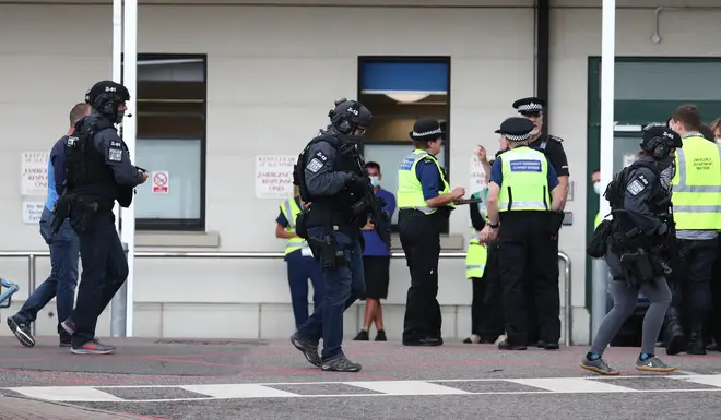 Counter Terrorist Specialist Firearms Officers at the Royal Sussex County Hospital in Brighton