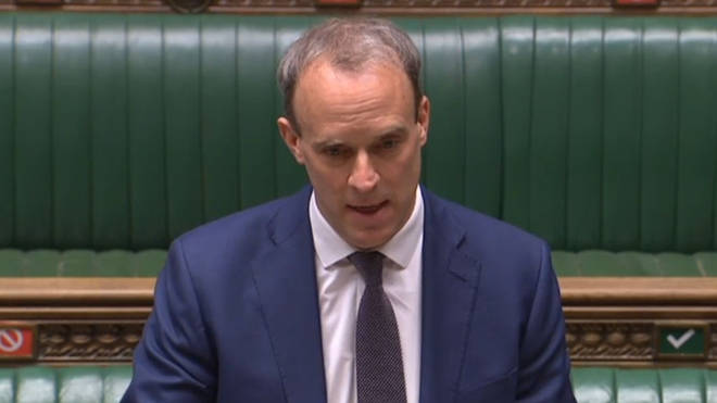 Dominic Raab was speaking in the House of Commons on Monday afternoon
