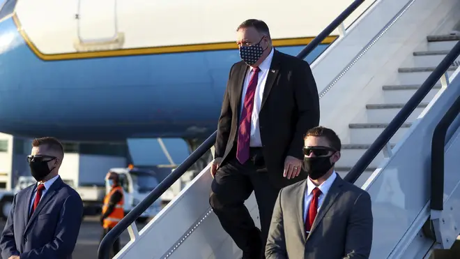 Mike Pompeo lands in London