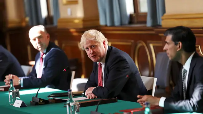 Boris Johnson has held the first physical meeting of his Cabinet since the nation went into lockdown