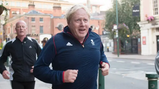 Boris Johnson pictured running during the 2016 Conservative Party conference