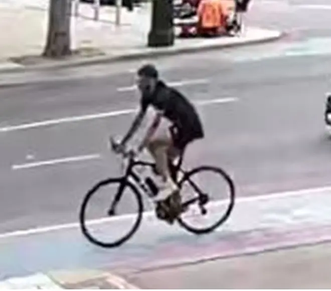The cyclist is thought to have abandoned his bike and ran off
