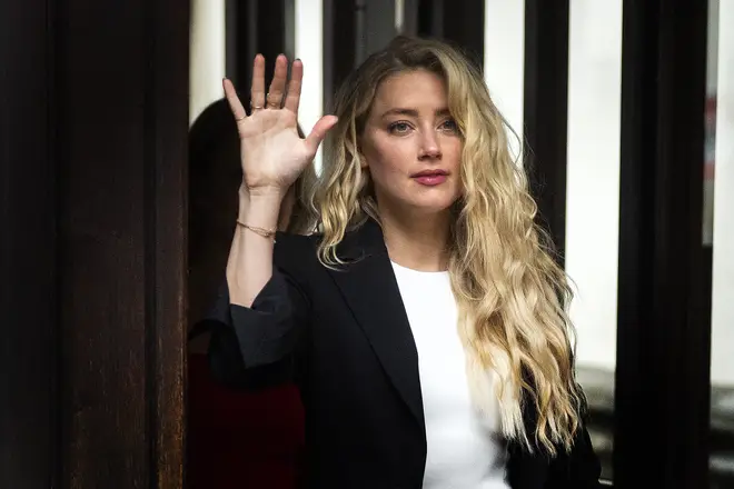 Actress Amber Heard arrives at the High Court in London on Monday
