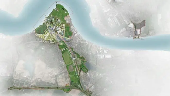 Detailed aerial masterplan of The London Resort