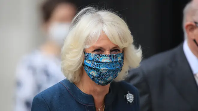 The Duchess of Cornwall pictured wearing a face mask to visit the National Gallery on Tuesday