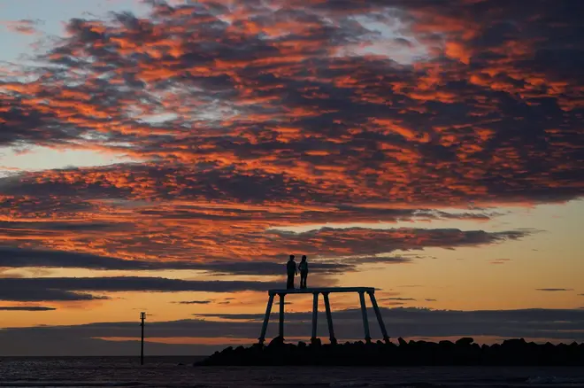 Sunrise was spectacular at Newbiggen-by-the-Sea in Northumberland on Tuesday