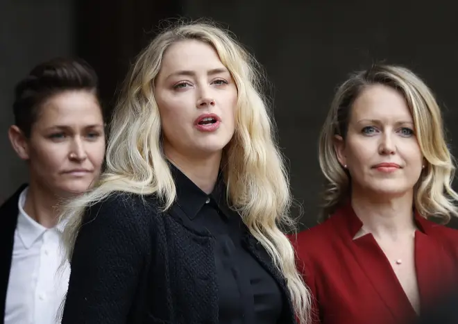 Amber Heard speaks outside court on Tuesday