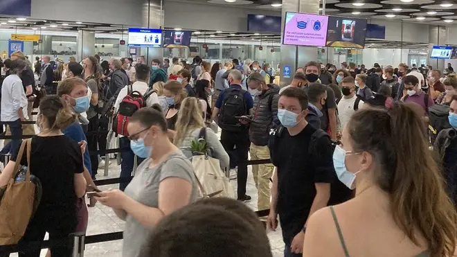 Passengers have complained of 'chaotic' queues at Heathrow