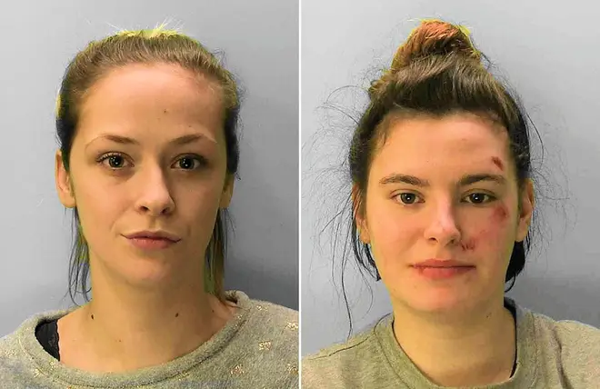 Millie Robinson (left) and Bayleigh Meadows, both 21, who were jailed for their part in the fracas last month