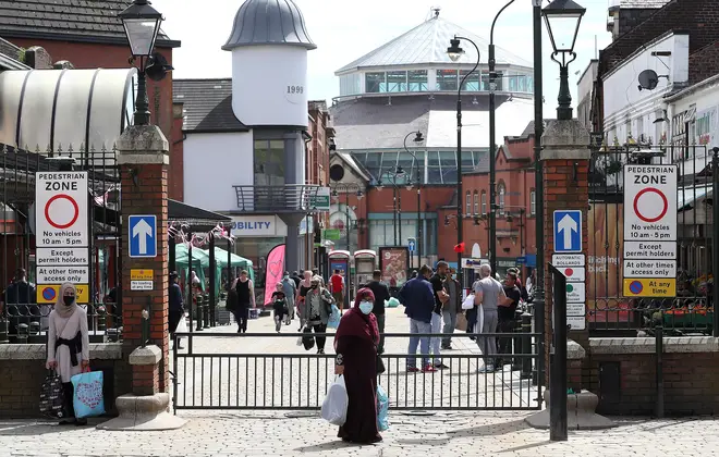 People shopping in Oldham, the town in Greater Manchester has seen cases of coronavirus rise in the area