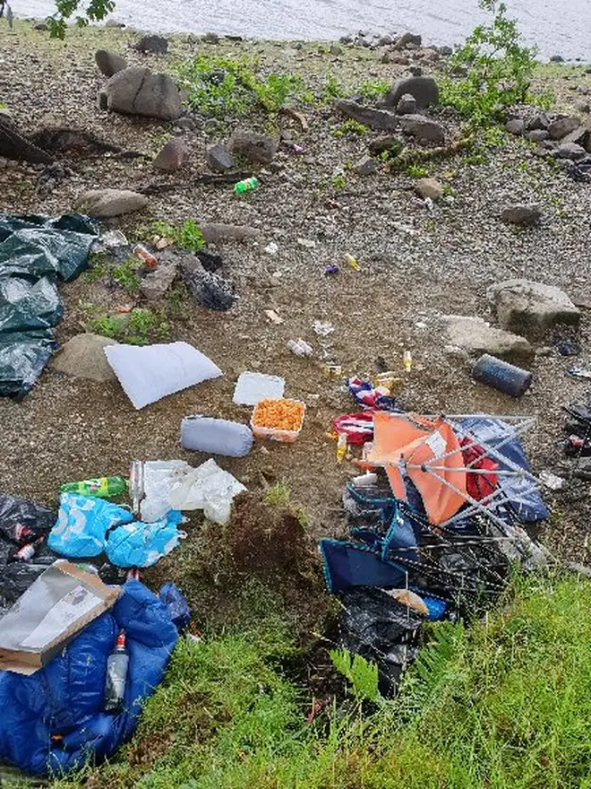 Litter has been left as a result of wild camping