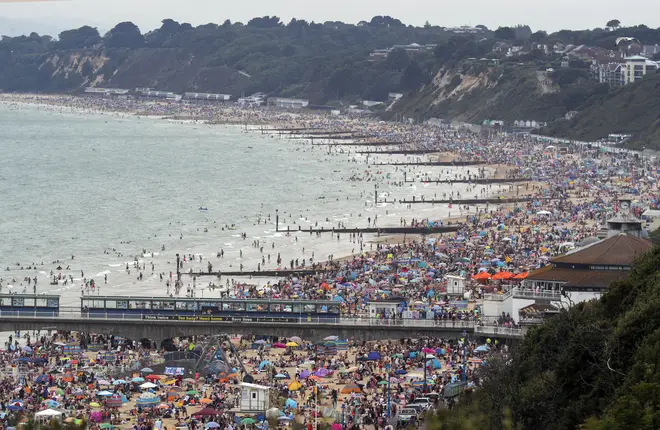Hundreds of people flocked to Bournemouth beach