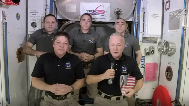 Robert Behnken and Douglas Hurley (front) have spent the past two months on the International Space Station