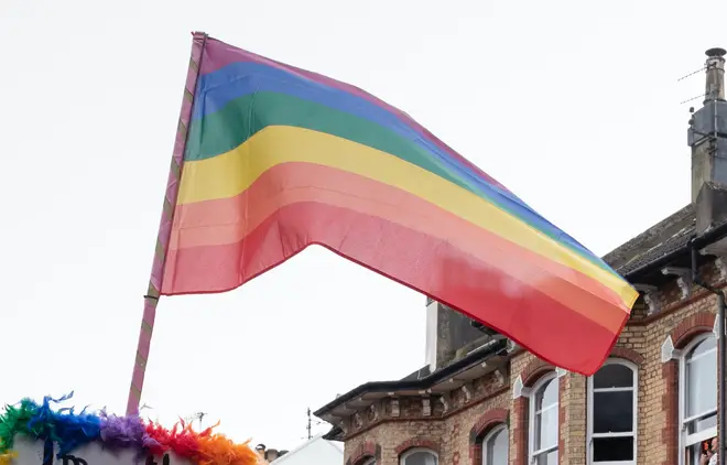 A rainbow flag during Brighton Pride in 2019