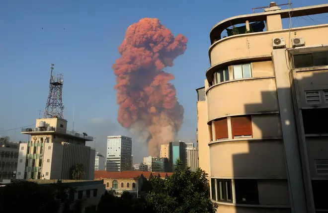 A huge blast was seen in the Lebanese capital of Beirut