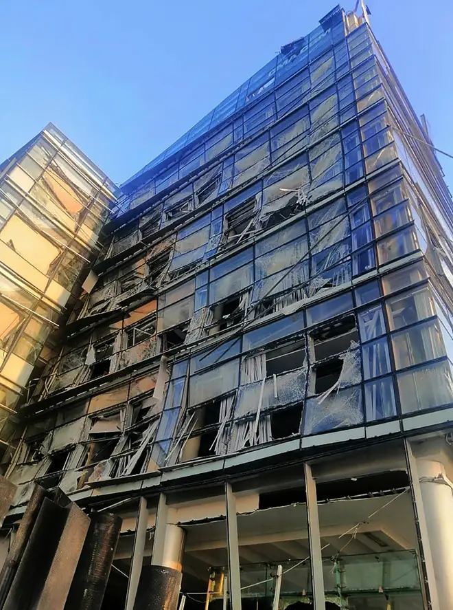 Windows were blown out across the city