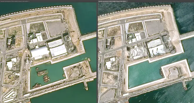 The impact on the port can be seen in the images