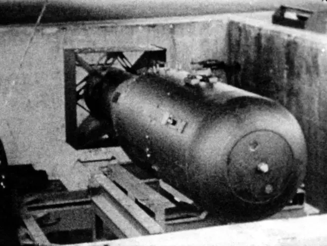 A picture of 'Little Boy' the atomic bomb that was dropped on Hiroshima August 6, 1945,