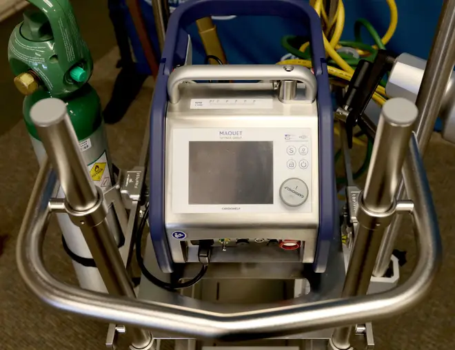 Extra corporeal means 'outside the body', a membrane oxygenator is a piece of equipment which delivers oxygen into the patient's blood.