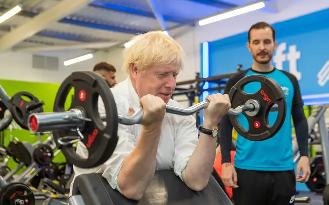 Boris Johnson pumps iron during a trip to a South Ruislip gym