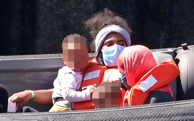 Women and children were pictured on board Border Force vessels