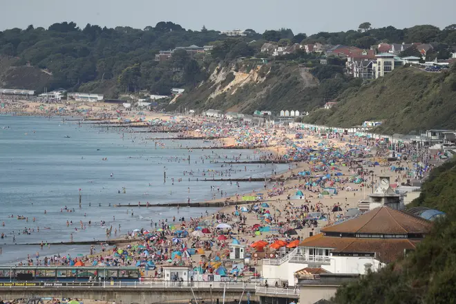 Bournemouth beach was already busy by mid-morning on Saturday