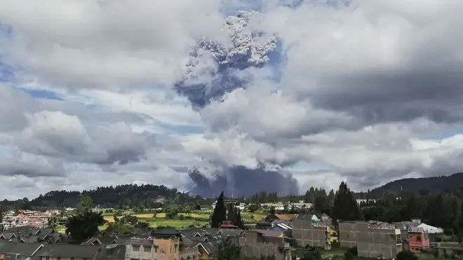 The Mount Sinabung volcano in Indonesia has erupted.