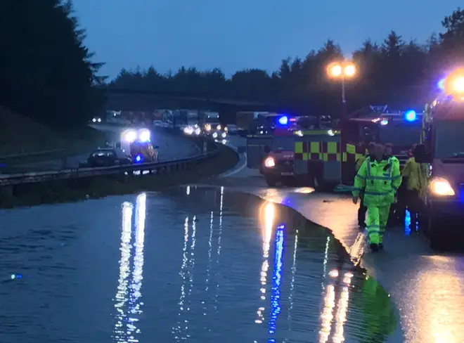 Roads have been closed following the flooding
