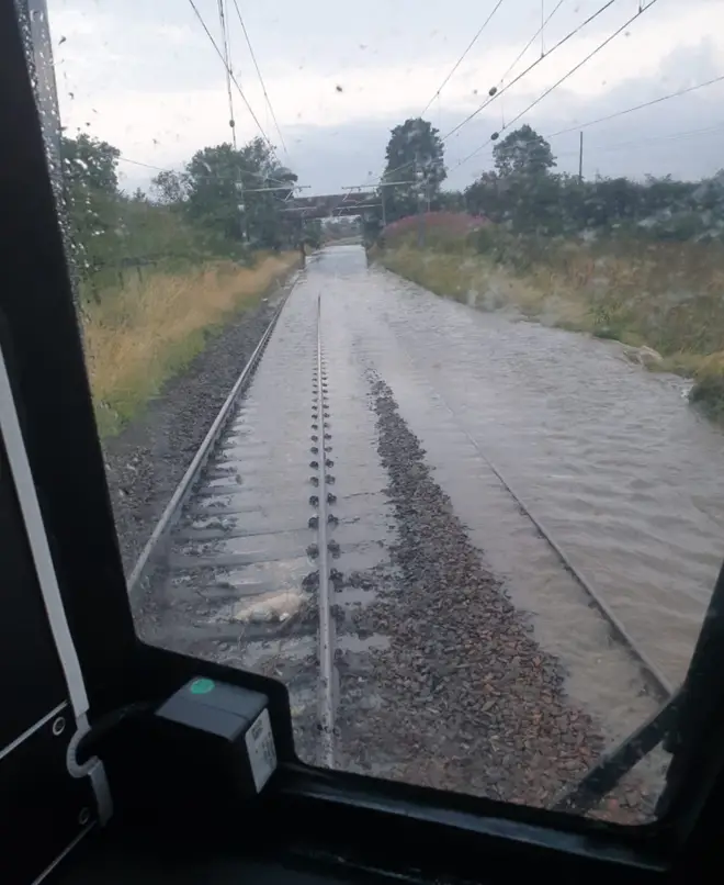 The tracks near Glasgow are submerged