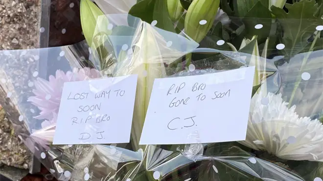 Tributes left to Cole Kershaw at the scene in Bury, Greater Manchester