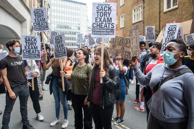 Students have taken to Downing Street in protest
