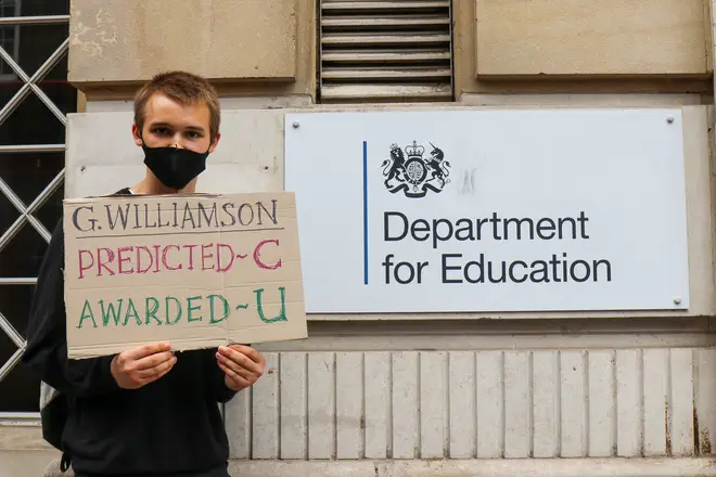 Students protested outside Downing Street over the results fiasco