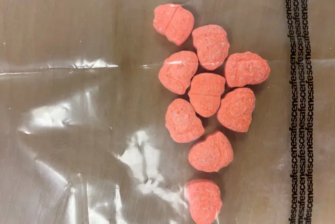 Bedfordshire Police undated handout photo of Donald Trump-shaped ecstasy pills